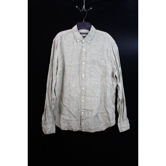 Banana Republic Men's Camden Fit Button-Down Shirt L 100% Linen Light Green - Picture 1 of 5